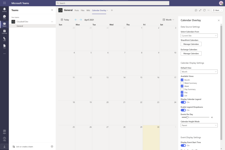 Calendar Overlay - Cloudwell